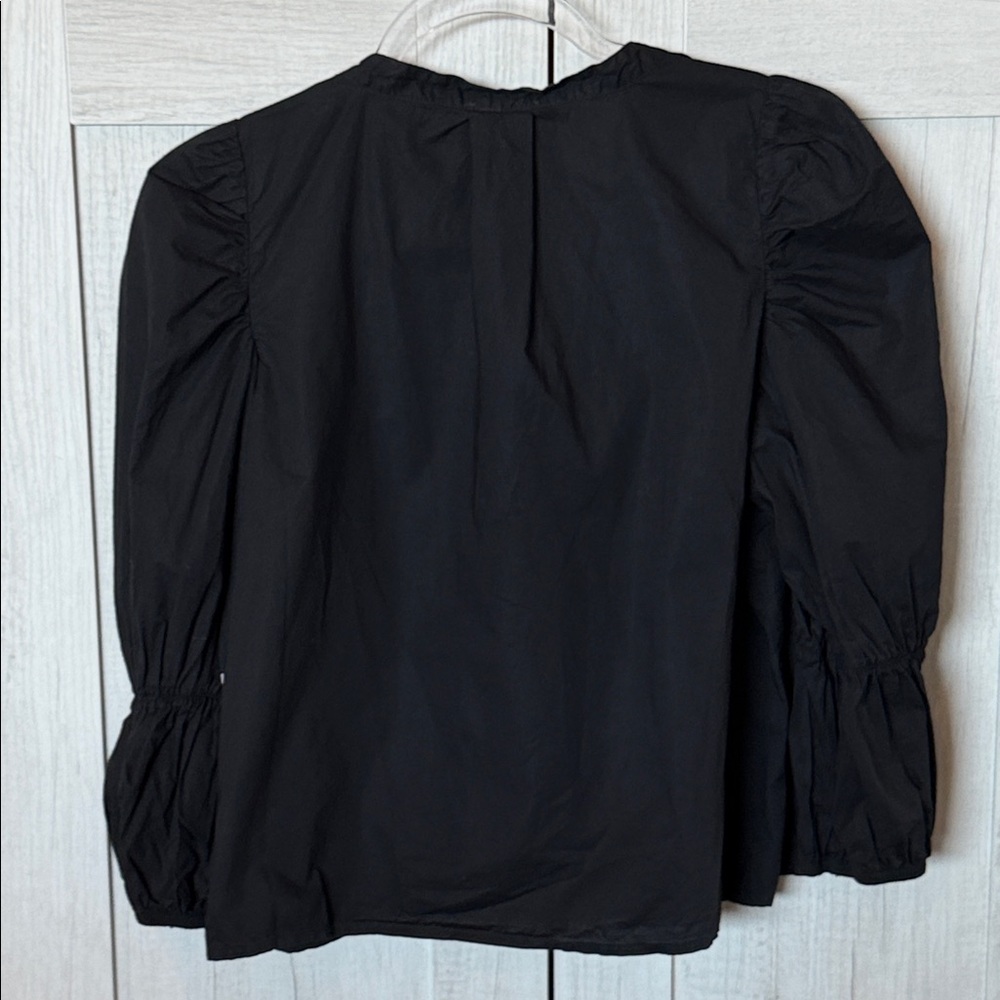Nation LTD Geneva Blouse in Black Button-Front Pima Cotton - Picture 6 of 6